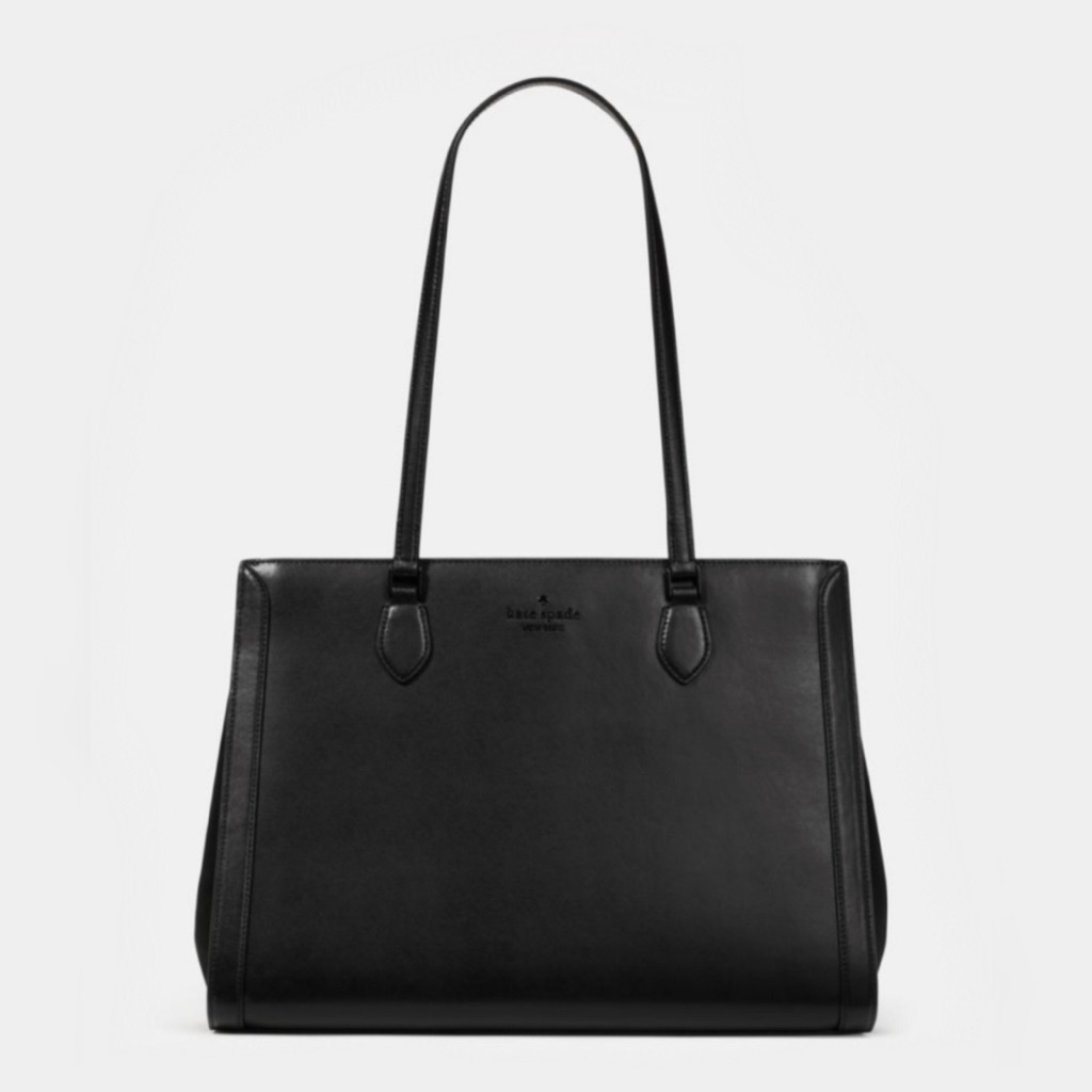 Kate Spade Madison Mixed Media Suede Large Laptop Work Tote Bag, Black Nwt